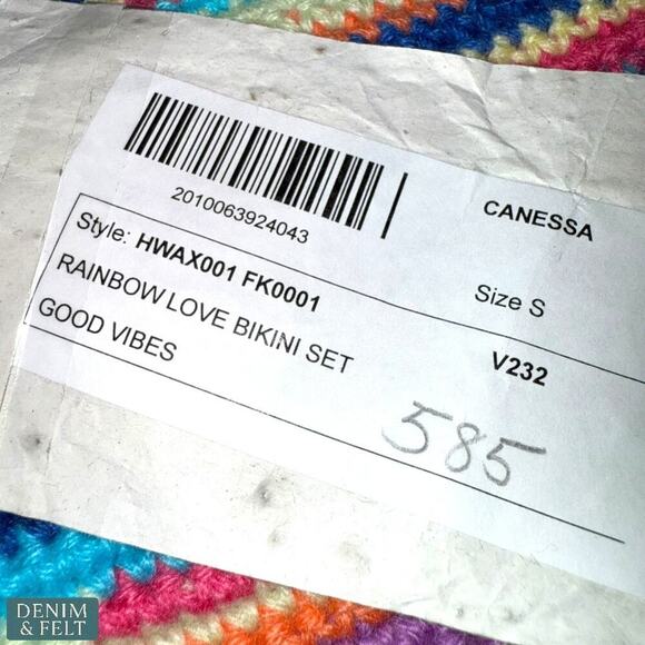 Canessa Rainbow Love Crochet Bikini Set Cashmere Knit Swimwear Size S NEW/NWT!! - Picture 8 of 9